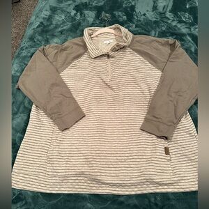 Maurices olive green and Cream Striped Sweatshirt